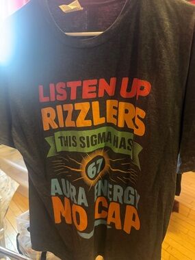 Listen Up Rizzlers Graphic Tee in Black with Multicolor Print